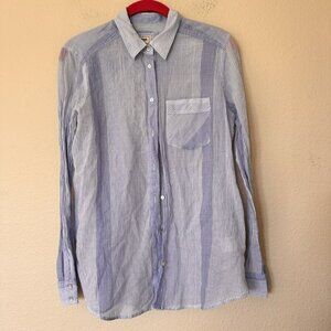 Express Boyfriend Shirt Size Small Womens Button Up Blue Striped Top